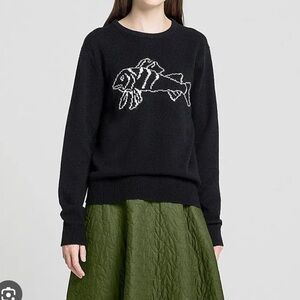 JW Anderson x Uniqlo Chic  Women's Wool Sweater Black Fish